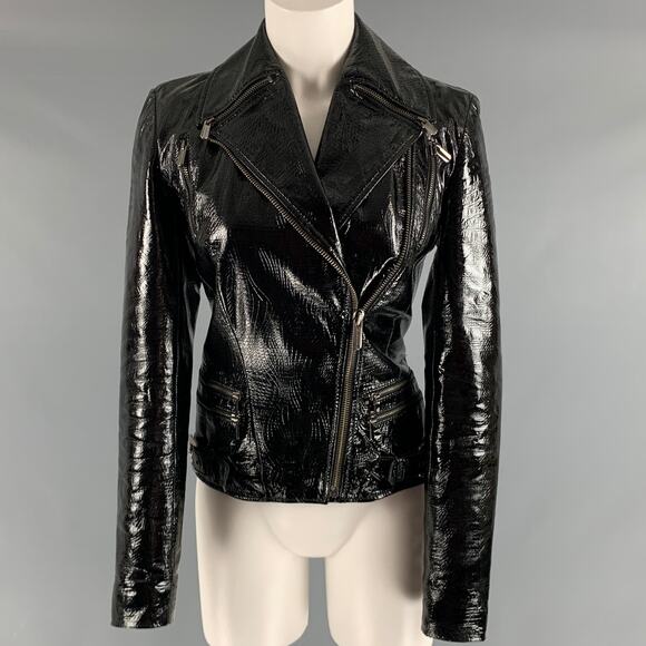 VERSUS by GIANNI VERSACE Size XS Black Not Listed Patent Biker Jacket - Picture 1 of 8